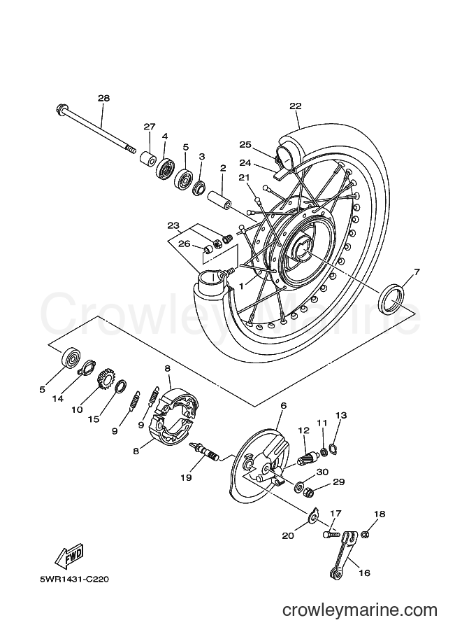 2004 Scooter AL115 - AL115 (5WP2) [010] - FRONT WHEEL FOR DRUM BRAKE