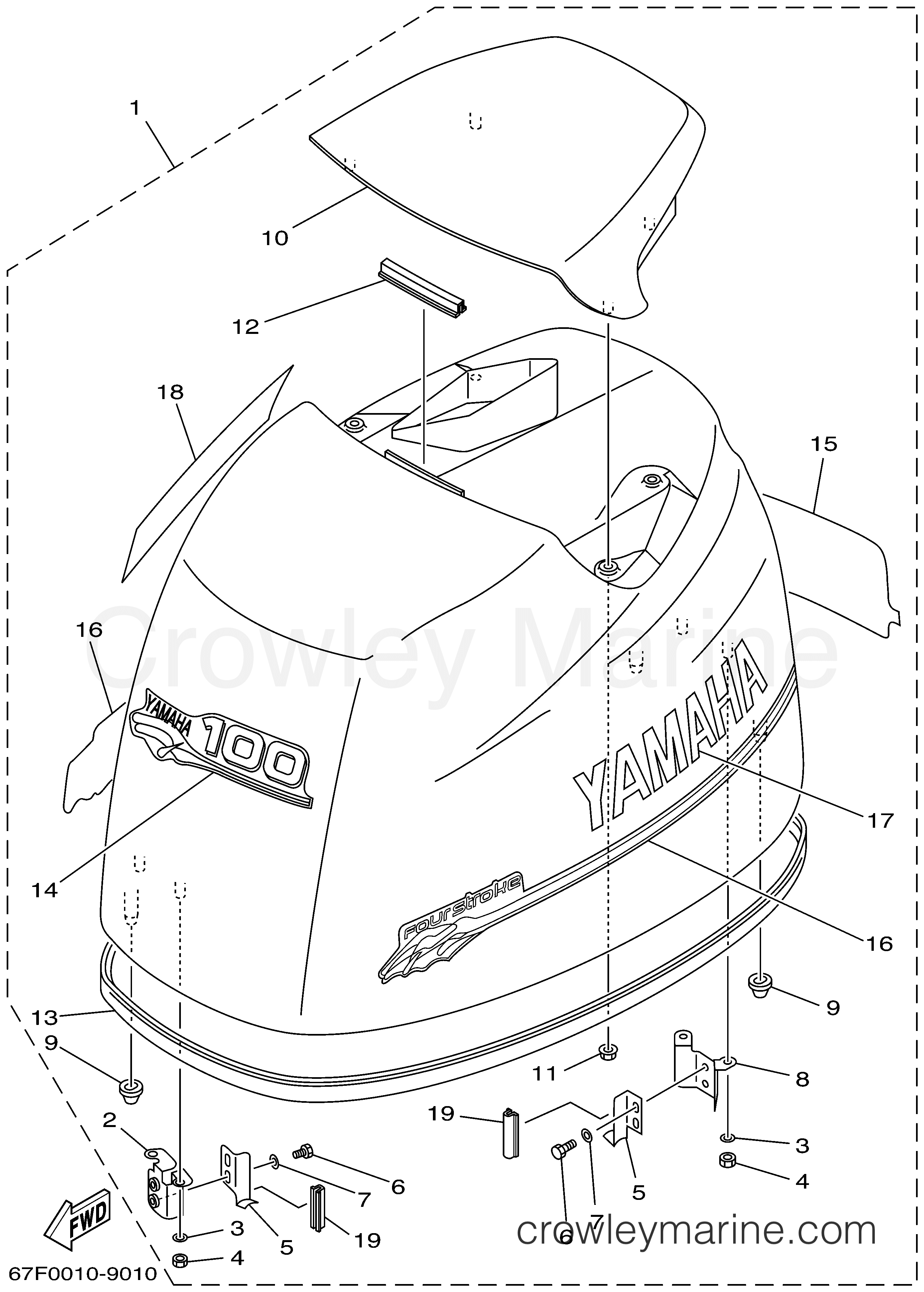 Yamaha Motors F80TLRX - TOP COWLING