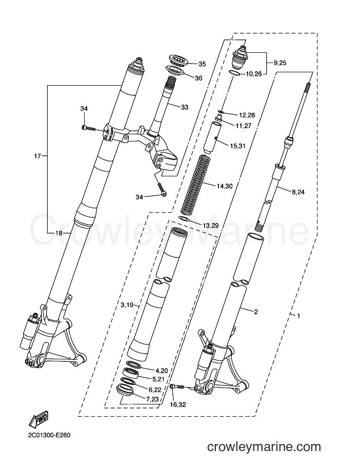 2007 Sport Bike YZF-R6 - YZF-R6 (2C0C) [010] - FRONT FORK