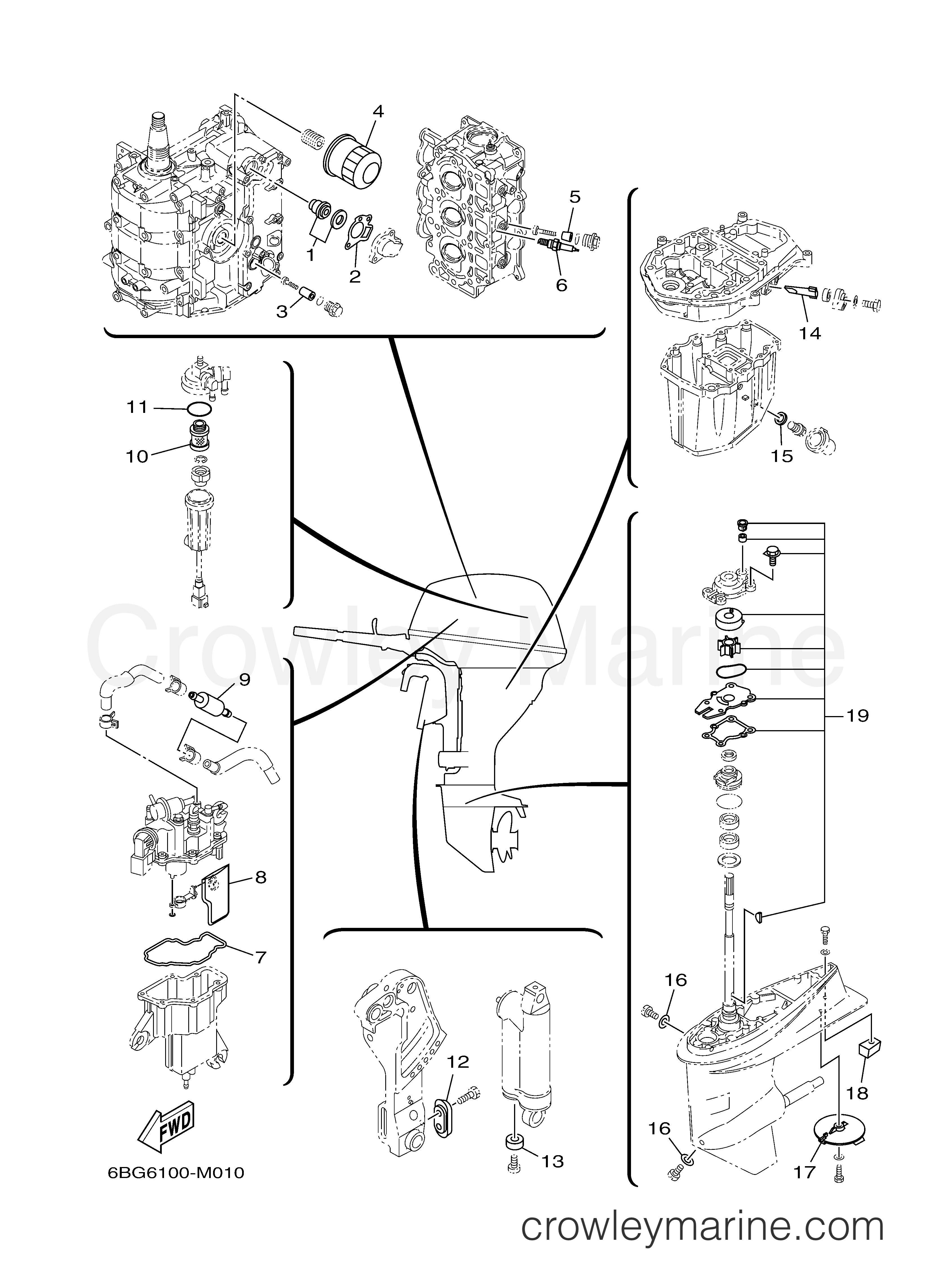 SCHEDULED SERVICE PARTS - 2014 Outboard 40hp F40LA | Crowley Marine