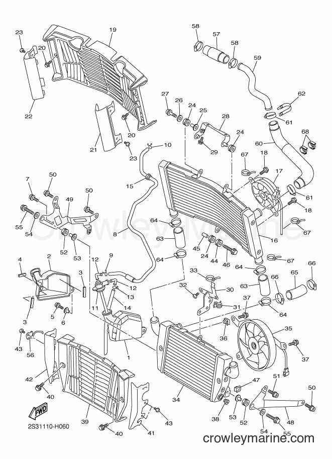 Yamaha Motors VMAX (2S35) [050] - RADIATOR & HOSE