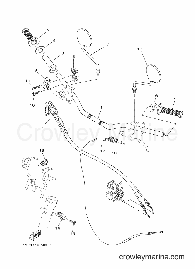 2013 Dirt Bike XT250 - XT250 (1YB3) [010] - STEERING HANDLE & CABLE