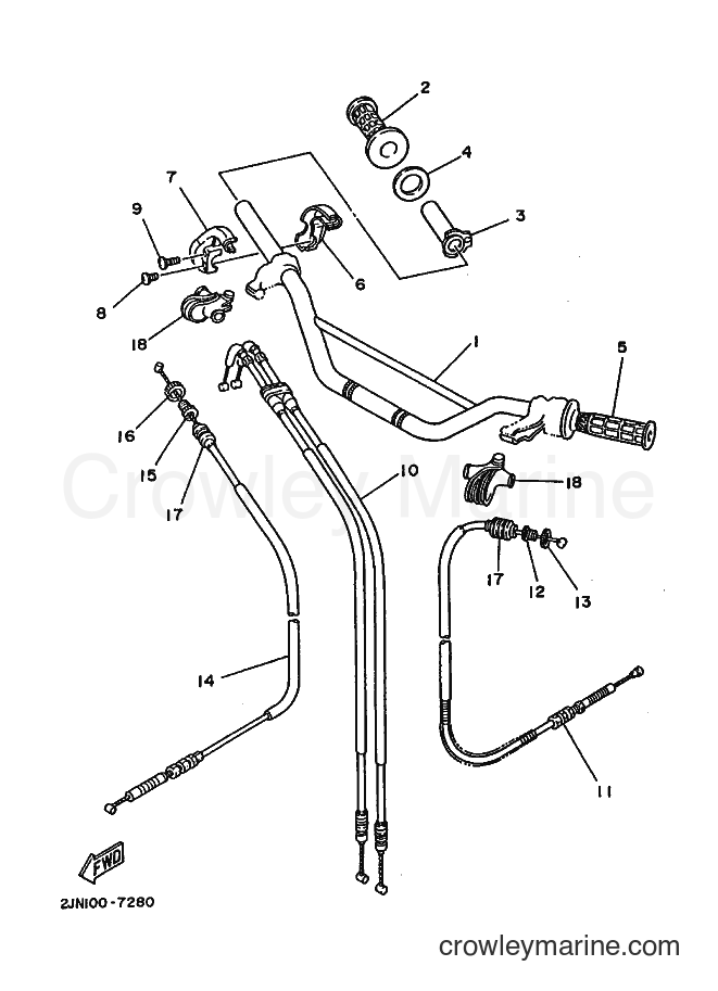 1988 Dirt Bike BW350 - BW350 (2JN0) [020] - STEERING HANDLE & CABLE