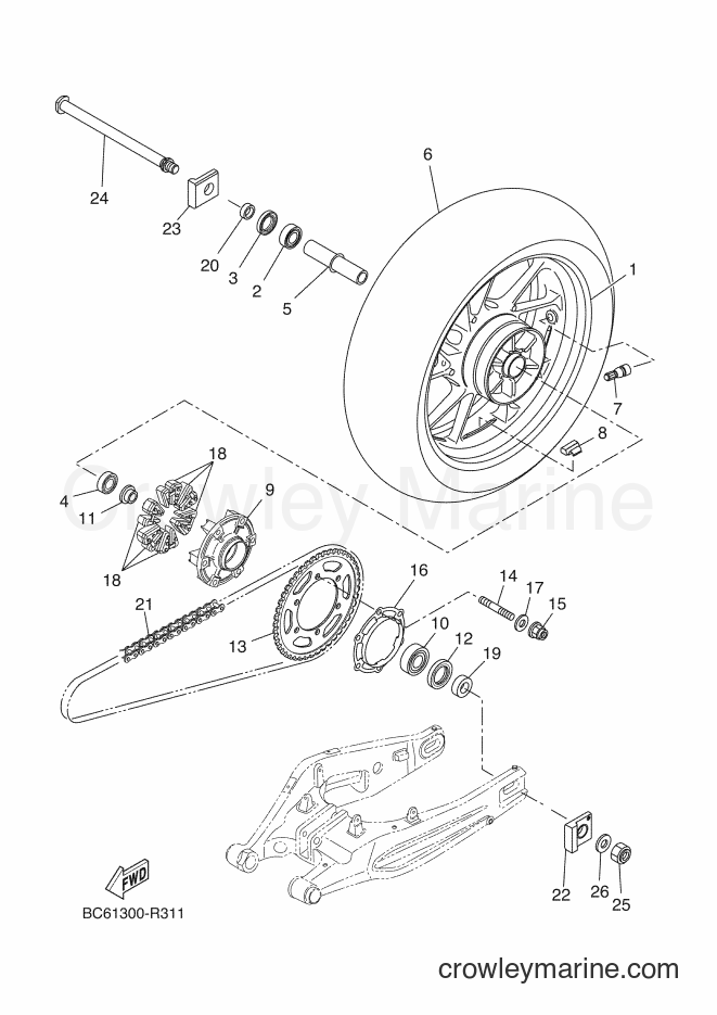 Yamaha Motors MTT690-U (BC65) [020] - REAR WHEEL