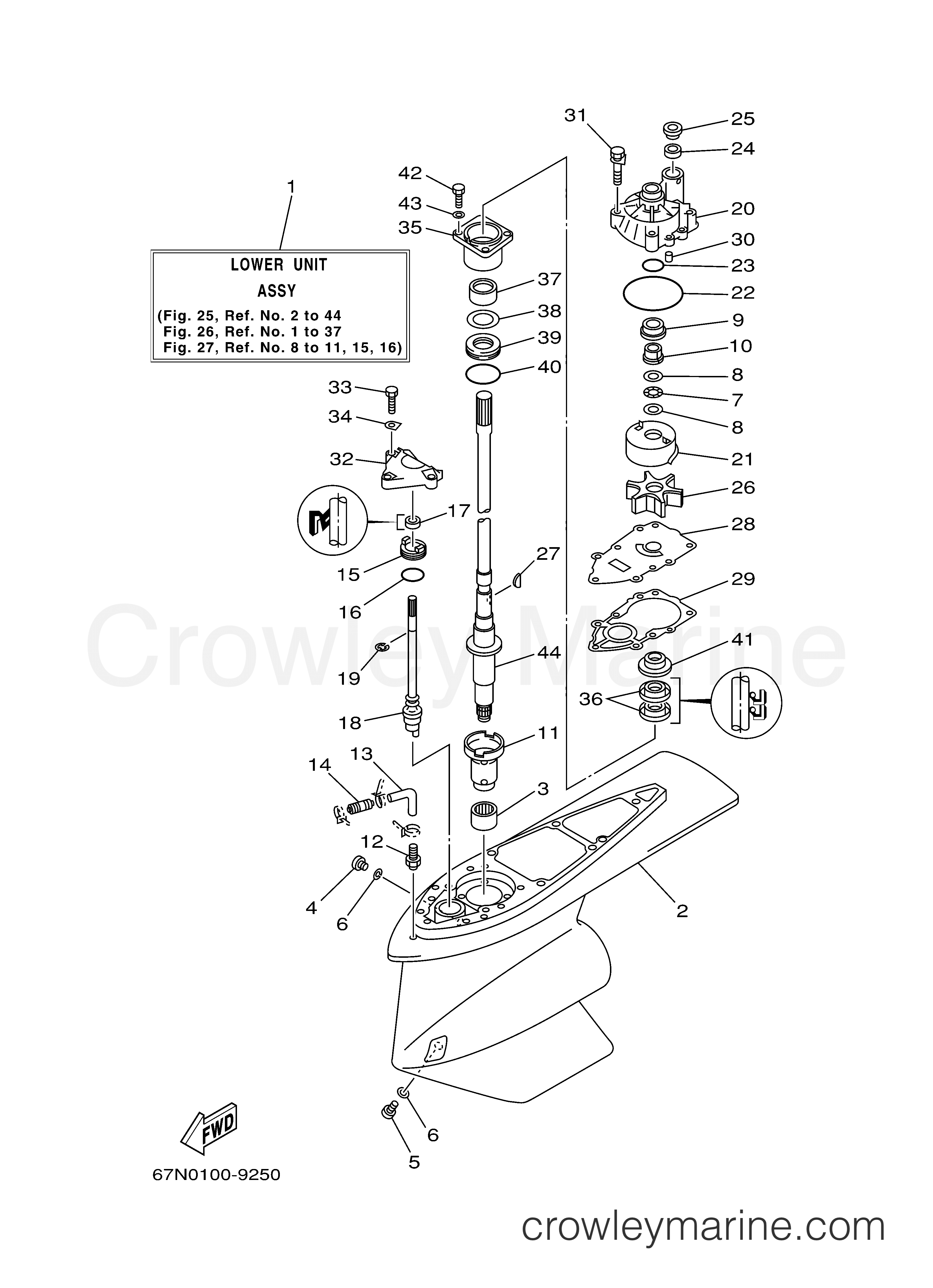 LOWER CASING DRIVE 1 - 2000 Outboard 150hp DX150TLRY