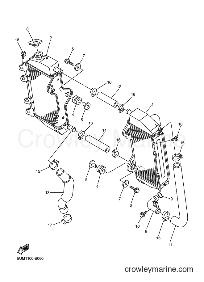 2004 Dirt Bike WR250F - WR250F (5UM6) [010] - RADIATOR & HOSE