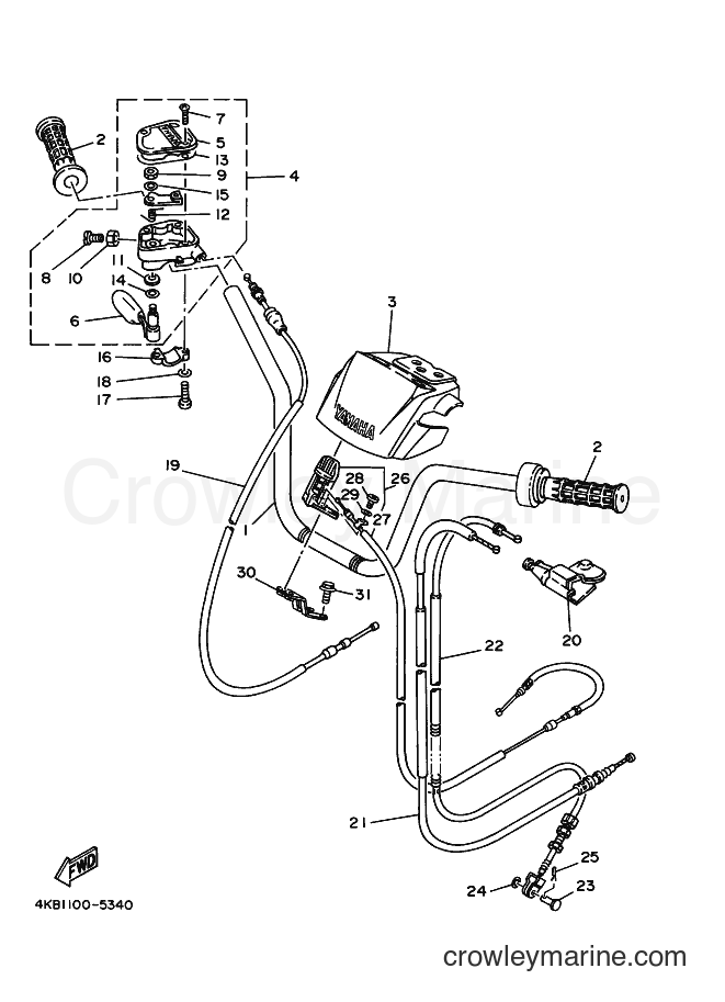 1998 ATV YFM350FW-X - YFM350FW-X (4KB9) [020] - STEERING HANDLE & CABLE