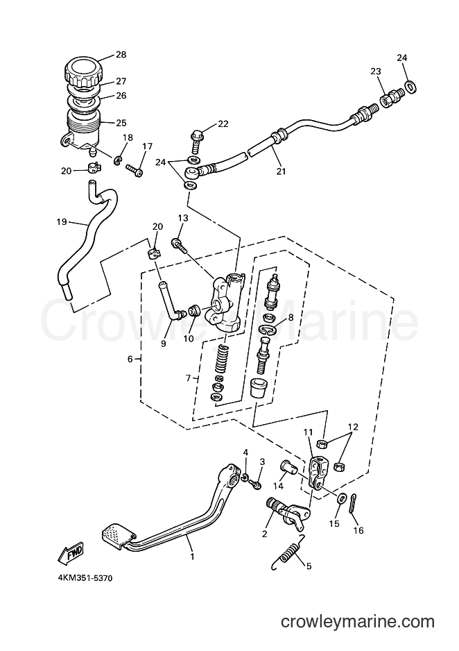 2000 Street Bike XJ900S - XJ900S (4KM9) [080] - REAR MASTER CYLINDER