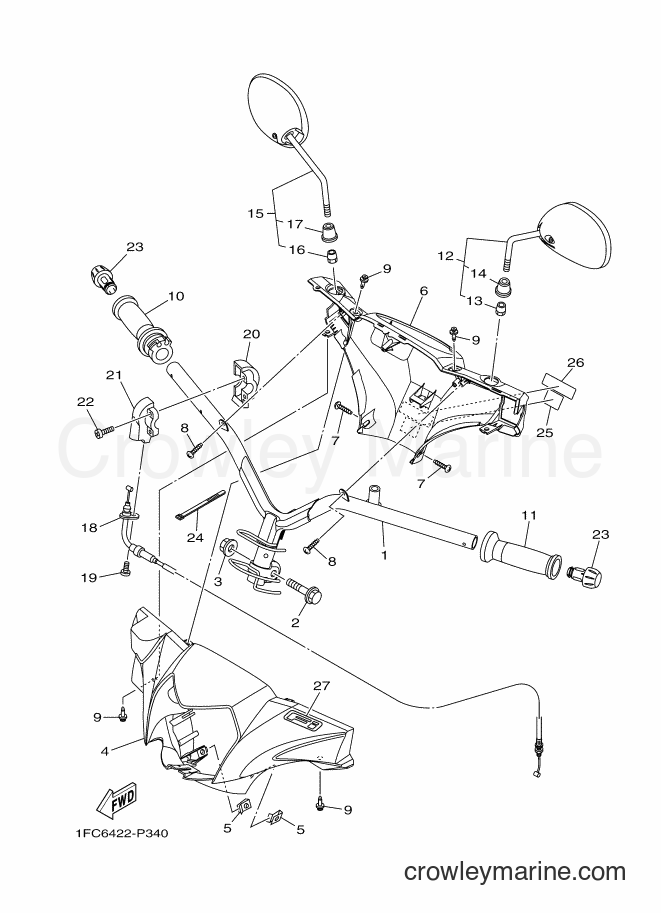 2015 Scooter T115FLE - T115FLE (1FCB) [010] - STEERING CABLE FOR DISK BRAKE