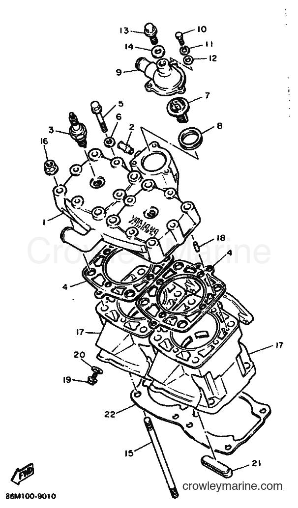 1989 Snowmobile EX570 - EX570 (86M1) [999] - CYLINDER HEAD
