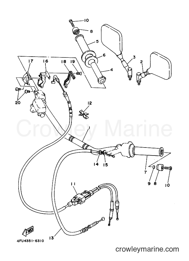 1997 Dirt Bike TDR125 - TDR125 (5AN2) [080] - STEERING HANDLE & CABLE