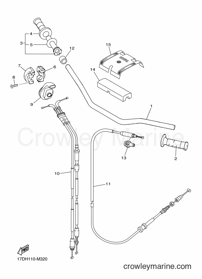 2013 Dirt Bike YZ250F - YZ250F (17DJ) [010] - STEERING HANDLE & CABLE