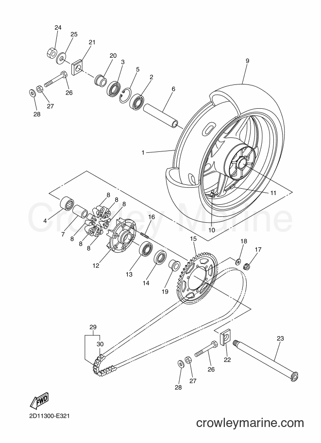 Yamaha Motors FZ1-S (1CA8) [010] - REAR WHEEL