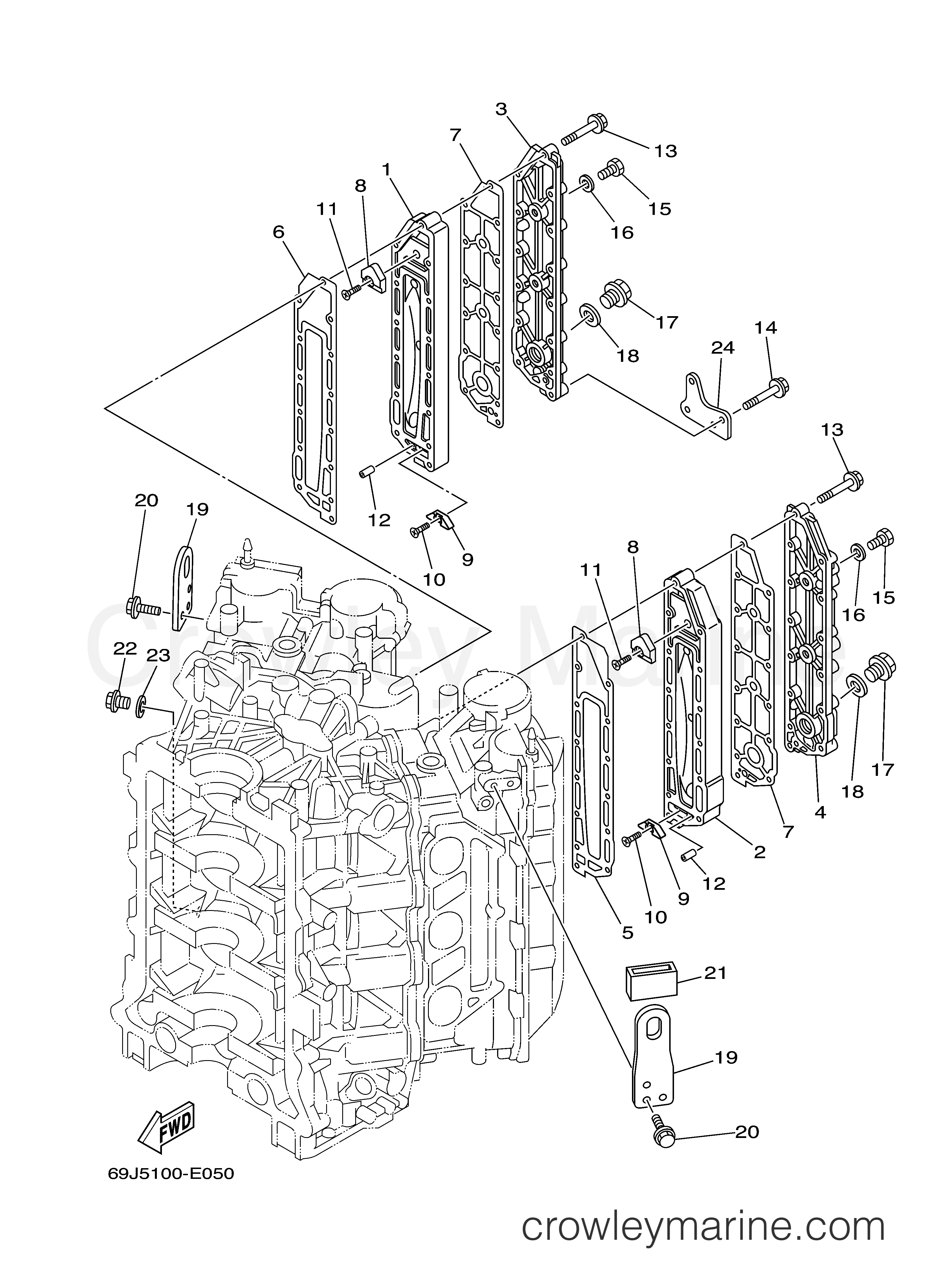 Yamaha Motors F200TXR - CYLINDER CRANKCASE 3