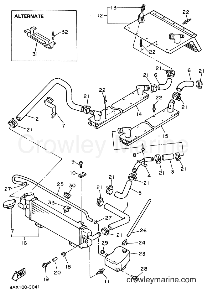 1993 Snowmobile VX750 - VX750 (8AX1) [020] - RADIATOR & HOSE