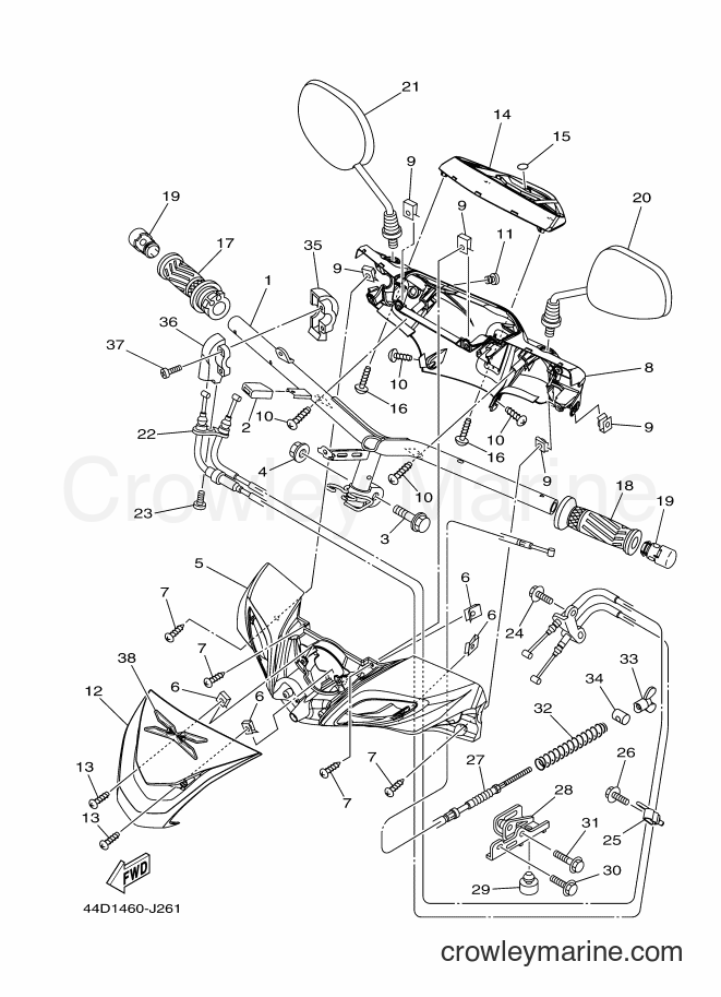 2010 Scooter AL125 - AL125 (44D1) [010] - STEERING HANDLE & CABLE