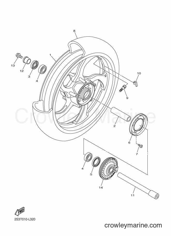Yamaha Motors VMX17 (2CEU) [010] - FRONT WHEEL