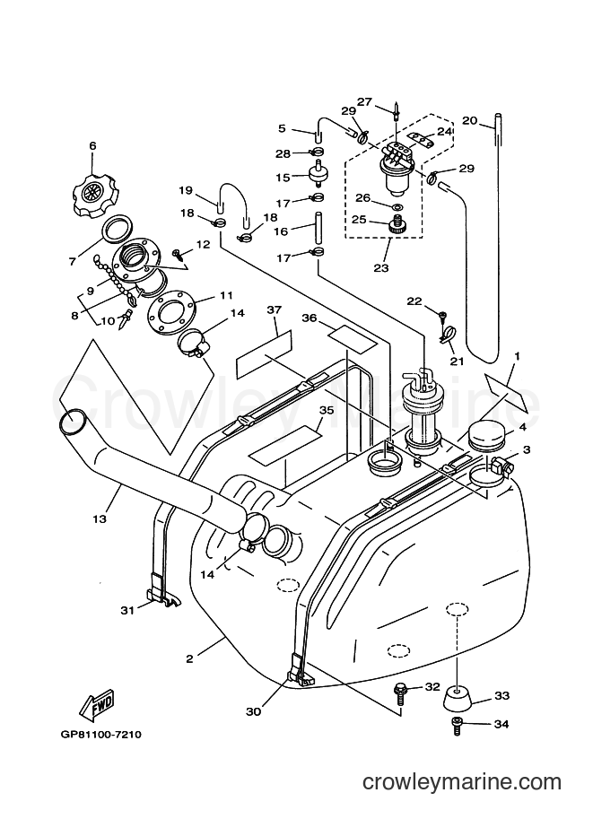 FUEL TANK 1997 WaveRunner GP1200V GP1200V (GP82) [999] Crowley Marine