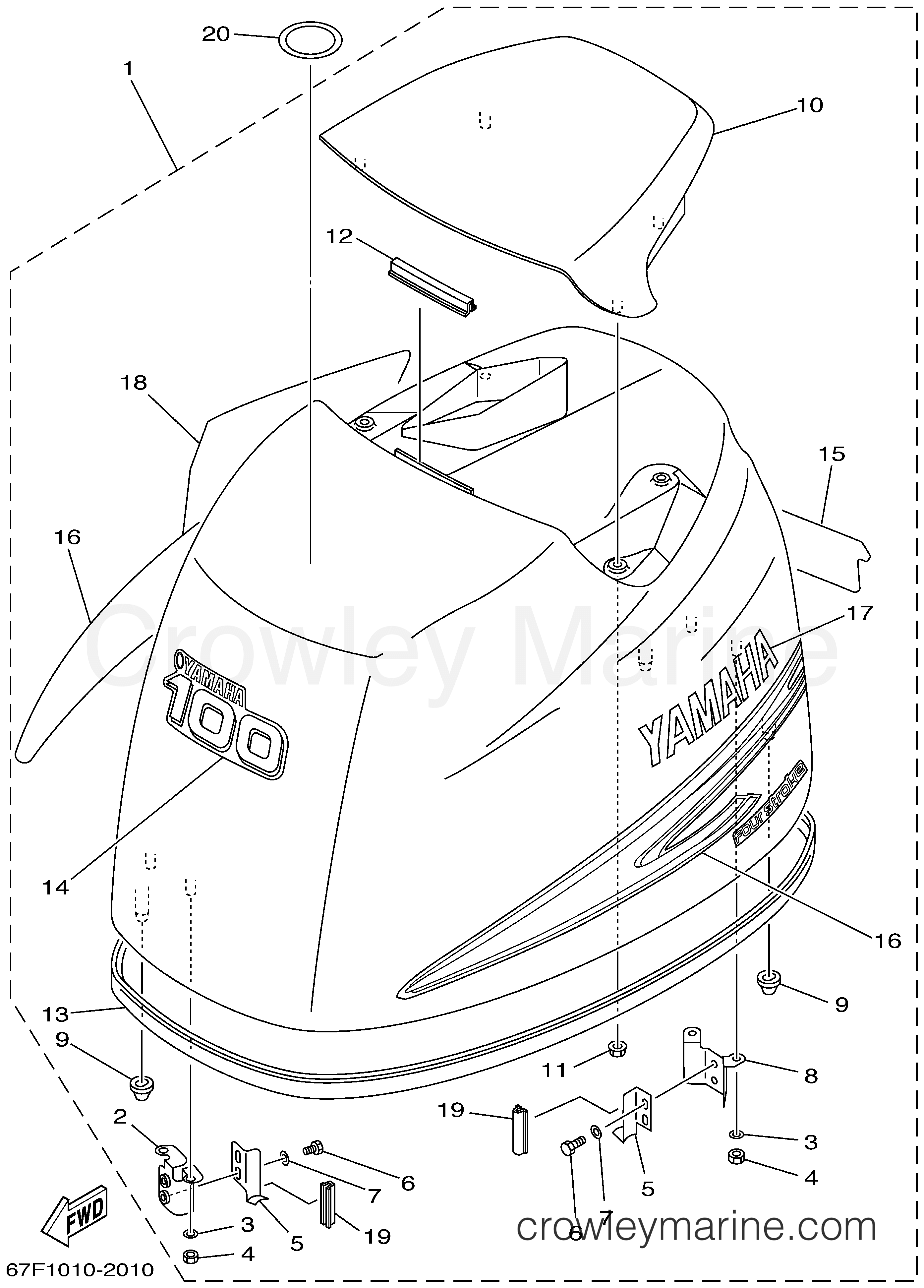 Yamaha Motors F80TJRA - TOP COWLING