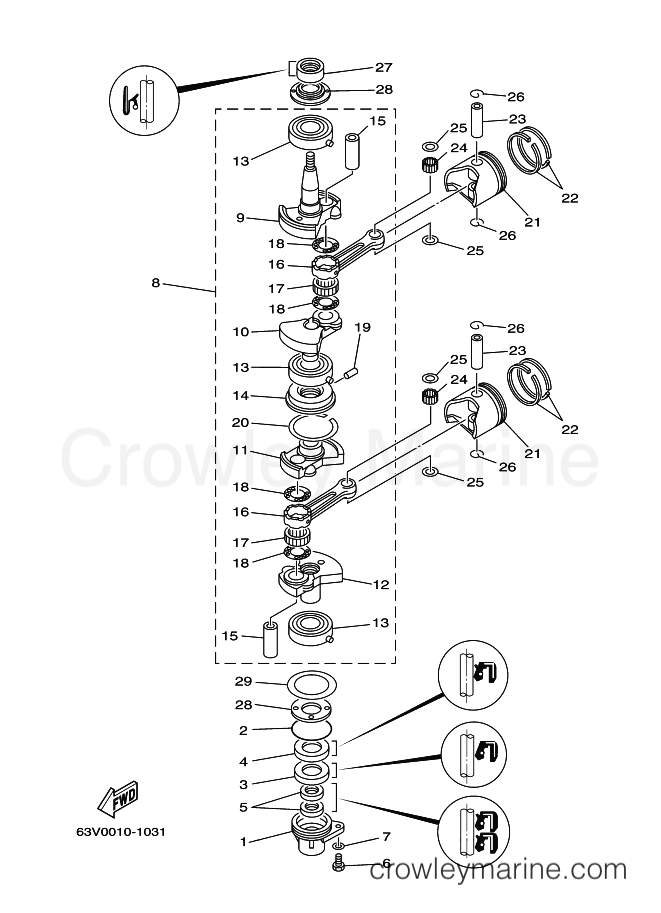Yamaha Motors 9.9FMH (63VB) [100] - CRANKSHAFT & PISTON