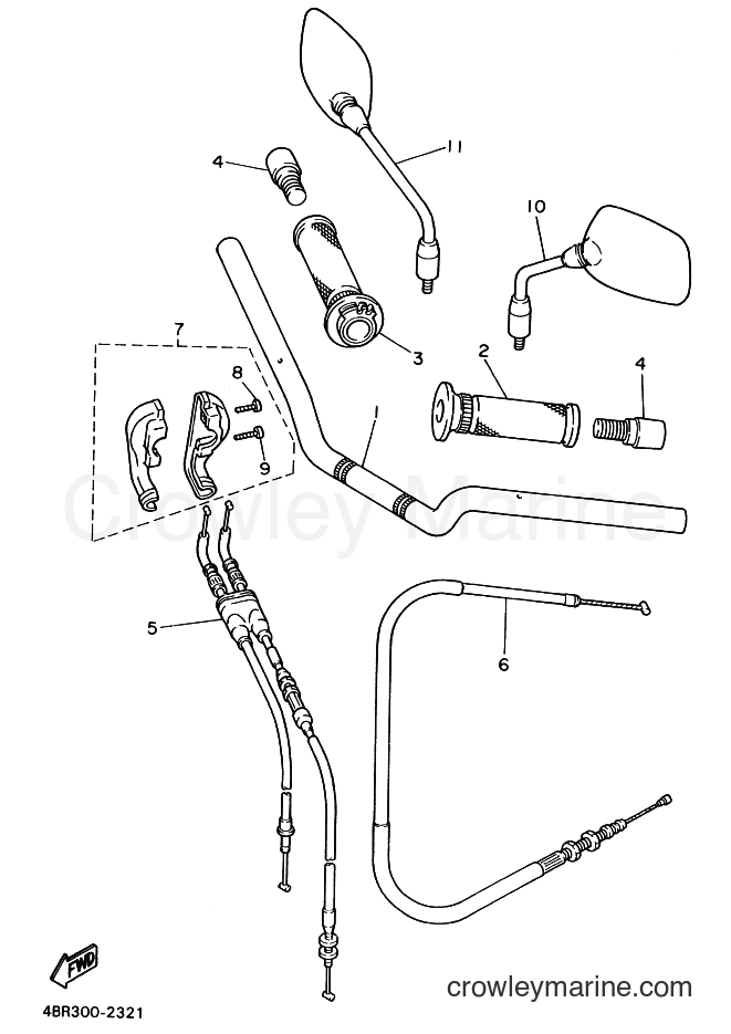 1995 Street Bike XJ600S - XJ600S (4BR8) [999] - STEERING HANDLE & CABLE