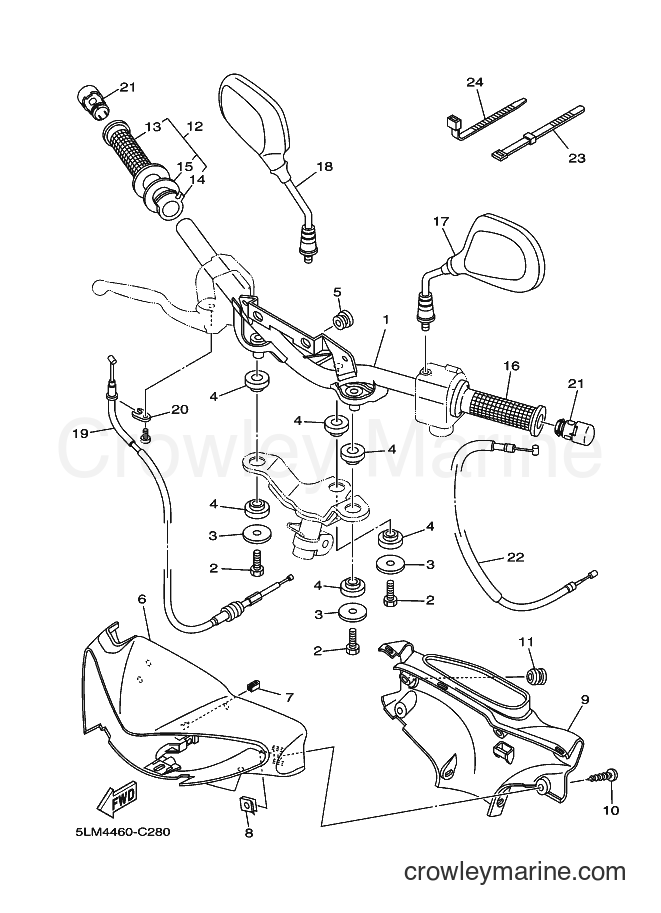 2004 Scooter T105SE - T105SE (5LM4) [010] - STEERING HANDLE & CABLE