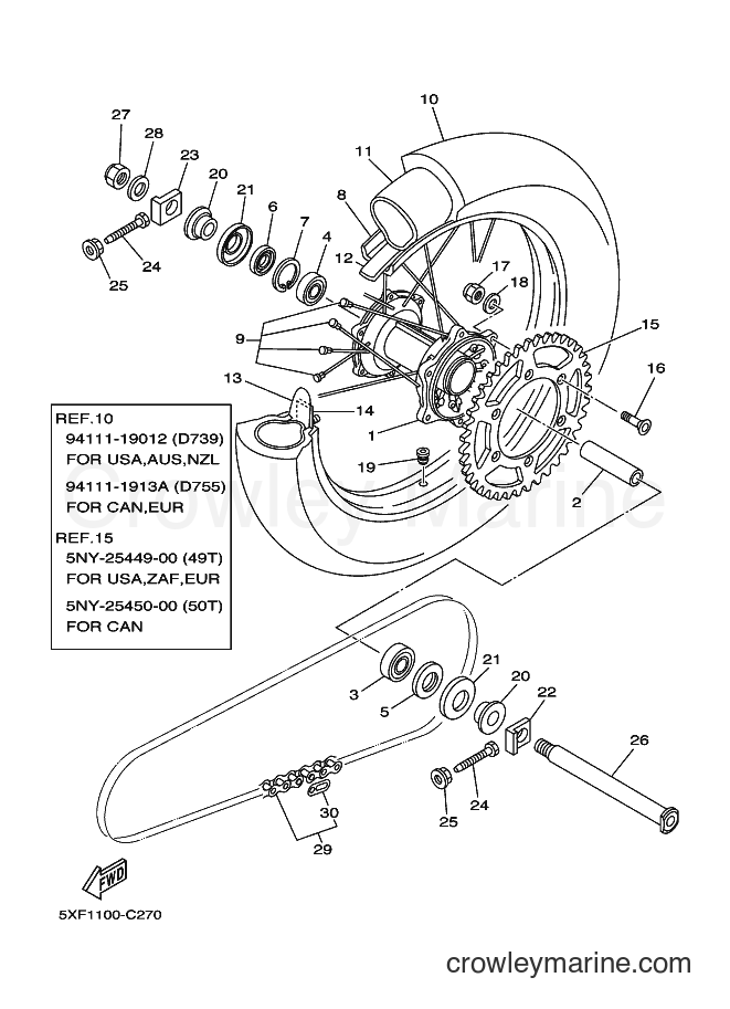 Yamaha Motors YZ250 (5XF2) [020] - REAR WHEEL