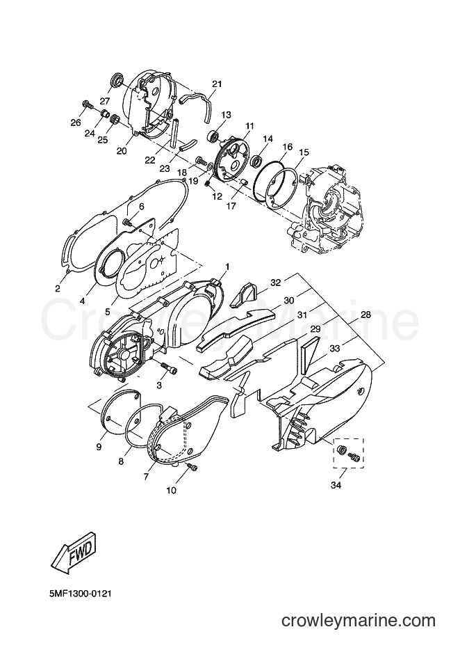 2002 Scooter XN150 - XN150 (5PR3) [010] - CRANKCASE COVER 1