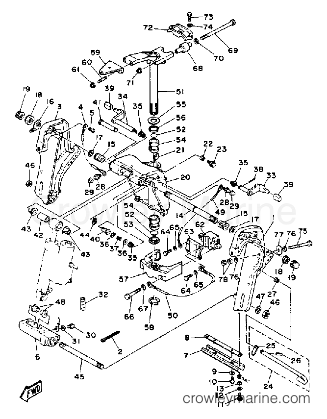 Yamaha Motors 40MSHQ - BRACKET 1 (40ER 40PR)