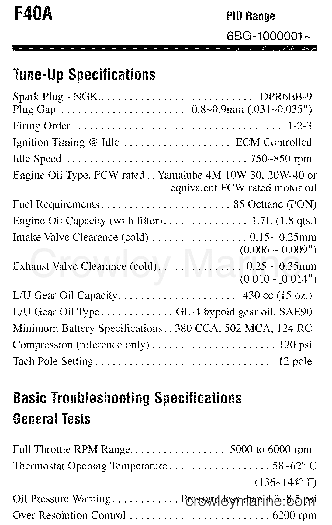 2008 Outboard 40hp - F40LA - SERVICE DATA 1