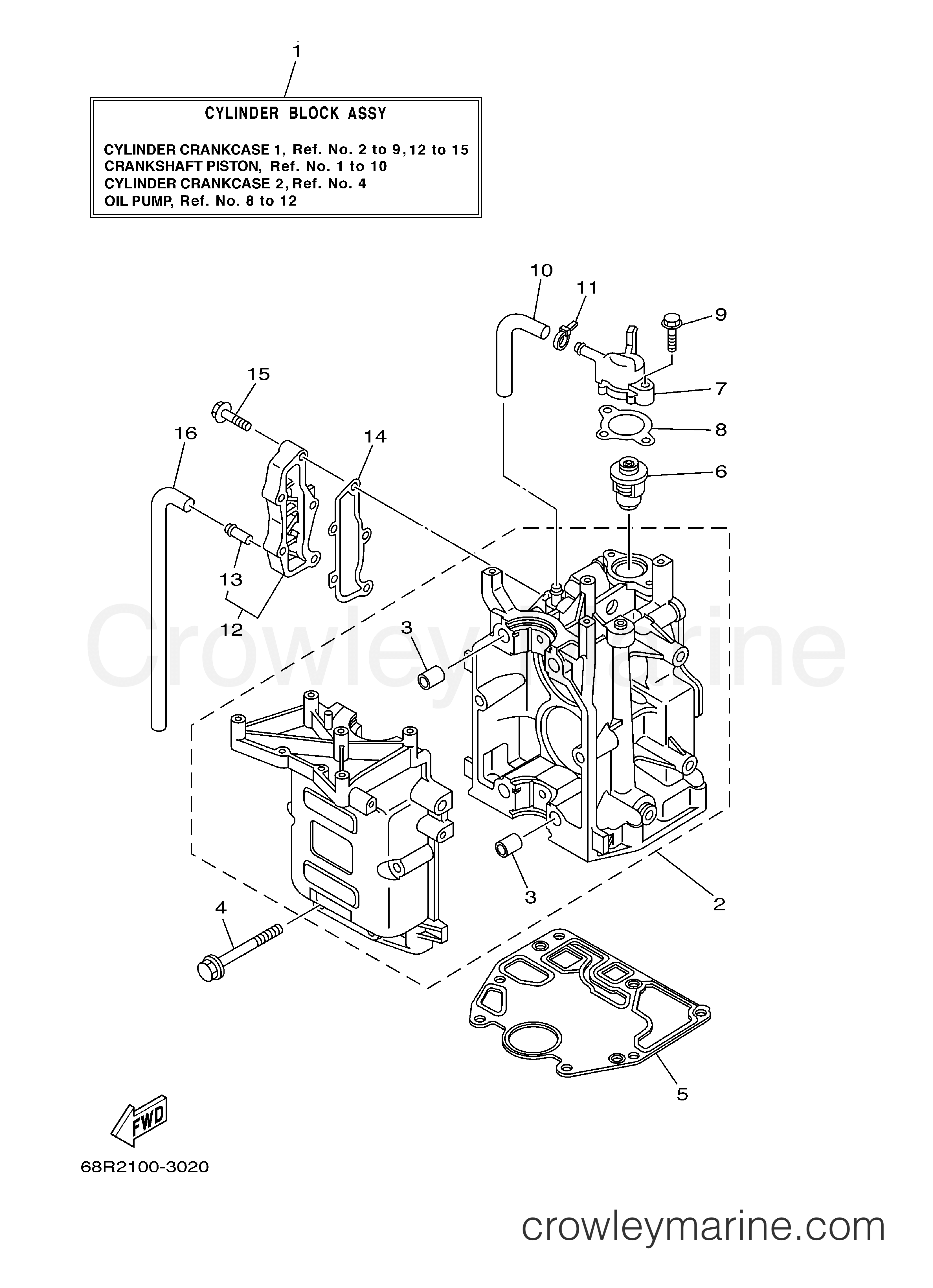 Yamaha Motors F6MLHC - CYLINDER CRANKCASE 1