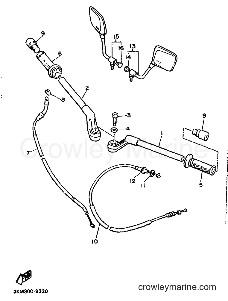 1990 Sport Bike FJ600 - FJ600 (3RC2) [010] - STEERING HANDLE & CABLE