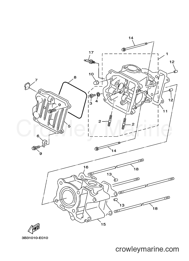 2007 Scooter XF50 - XF50 (3B33) [010] - CYLINDER HEAD
