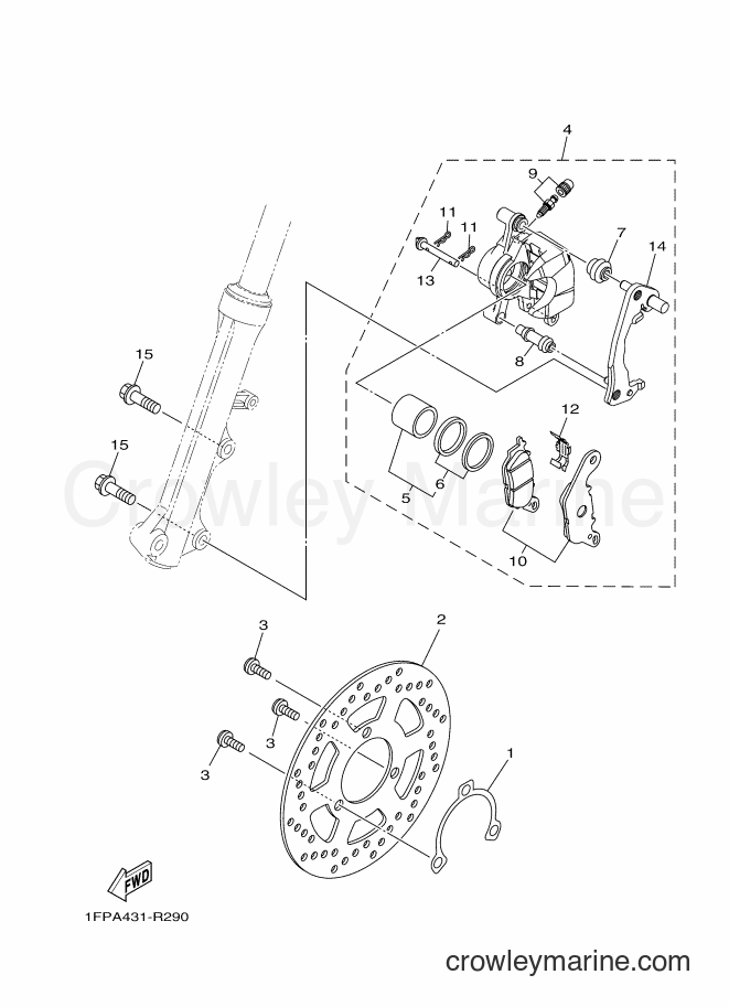 2017 Scooter T115FL - T115FL (1FPJ) [010] - FRONT BRAKE CALIPER