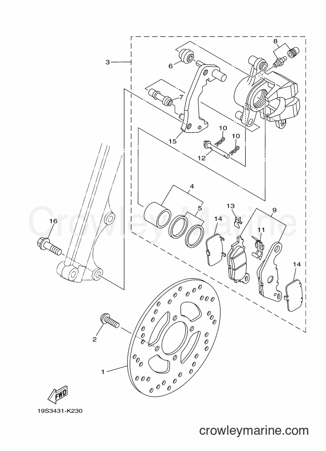Yamaha Motors AF115S (20B8) [010] - FRONT BRAKE CALIPER