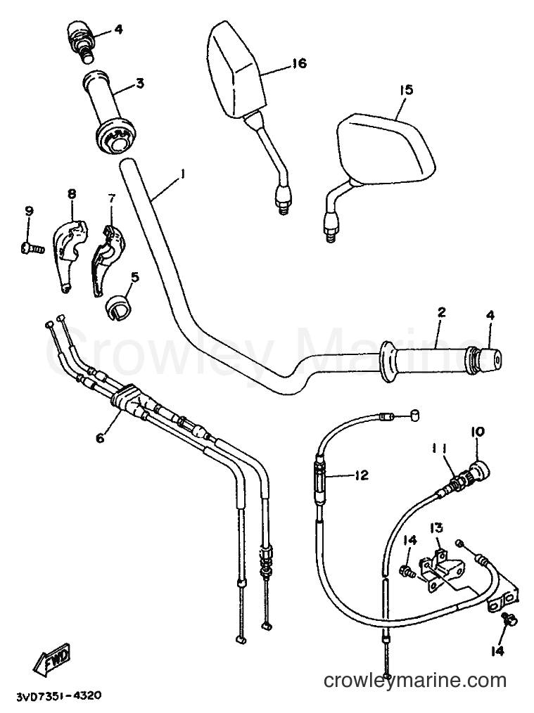1995 Street Bike TDM850 - TDM850 (4CN5) [999] - STEERING HANDLE & CABLE