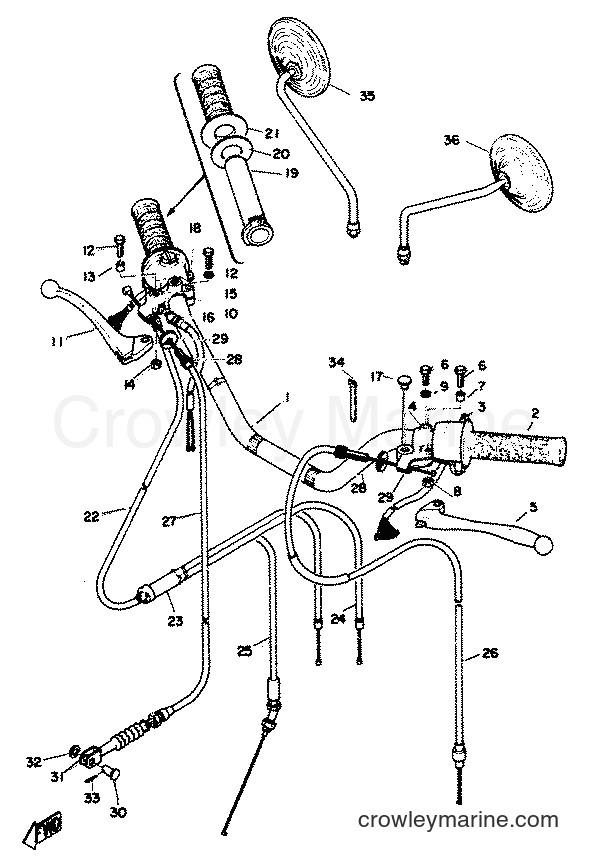 1974 Street Bike RD250 - RD250 (RD0) [999] - STEERING-CABLES