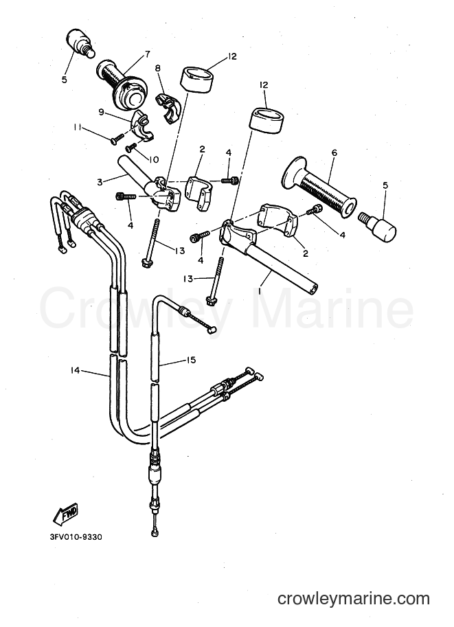 1990 Sport Bike FZR750R - FZR750R (3SJ2) [010] - STEERING HANDLE & CABLE