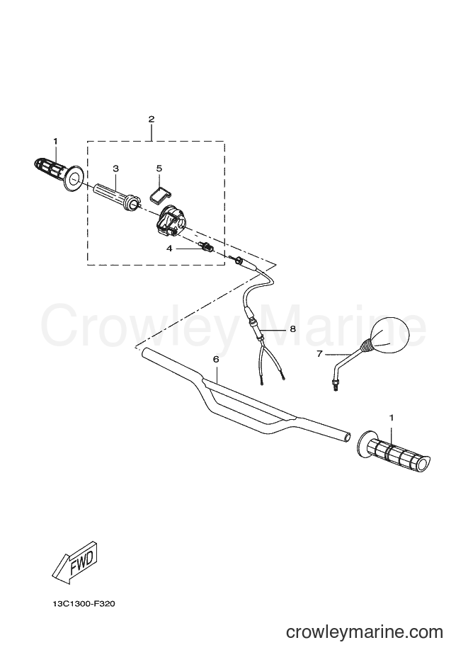 Yamaha Motors DT50RSM (14PB) [030] - STEERING HANDLE & CABLE