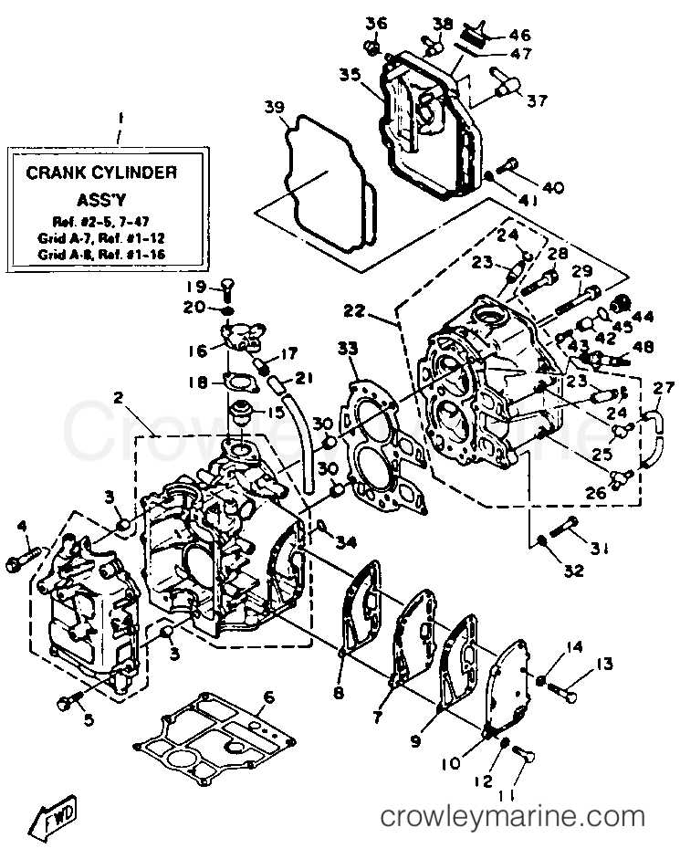 Yamaha Motors F9.9MLHR - CYLINDER CRANKCASE