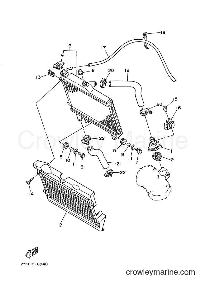 1990 Dirt Bike TDR250 - TDR250 (3NR2) [010] - RADIATOR & HOSE