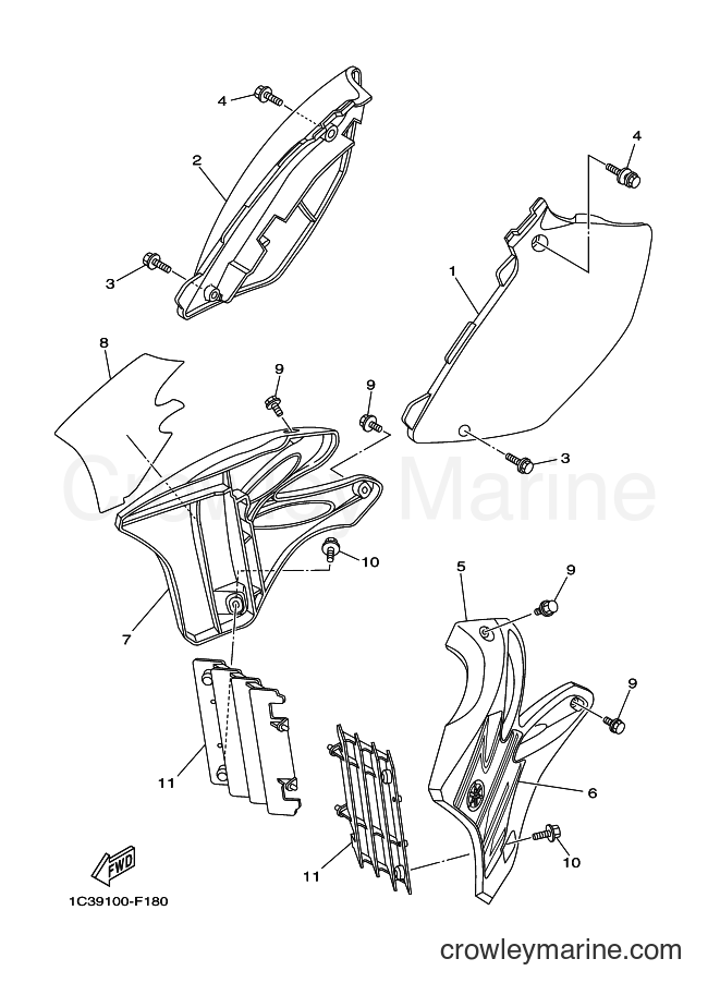 2007 Dirt Bike YZ125 - YZ125 (1C3A) [010] - SIDE COVER