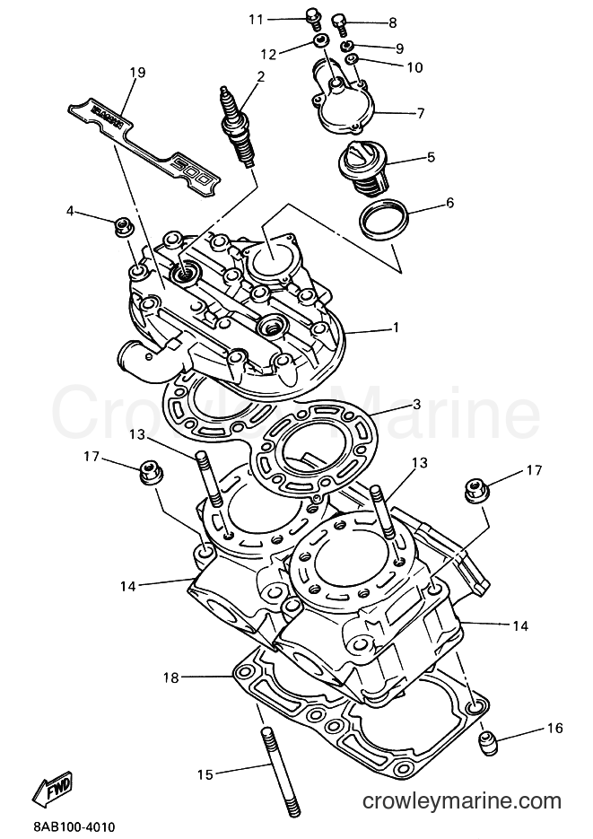 1995 Snowmobile VX500 - VX500 (8AS2) [010] - CYLINDER HEAD