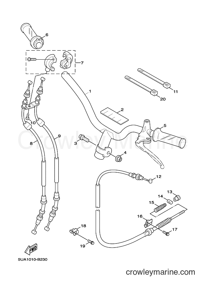 2003 Scooter XC125 - XC125 (5UA1) [010] - ステアリングハンドル. ケーブル
