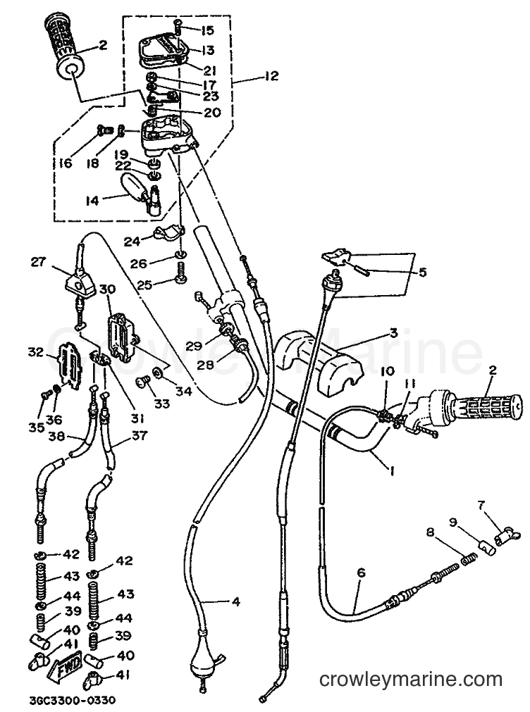 1990 ATV YFM200DX - YFM200DX (3GC3) [999] - STEERING HANDLE & CABLE