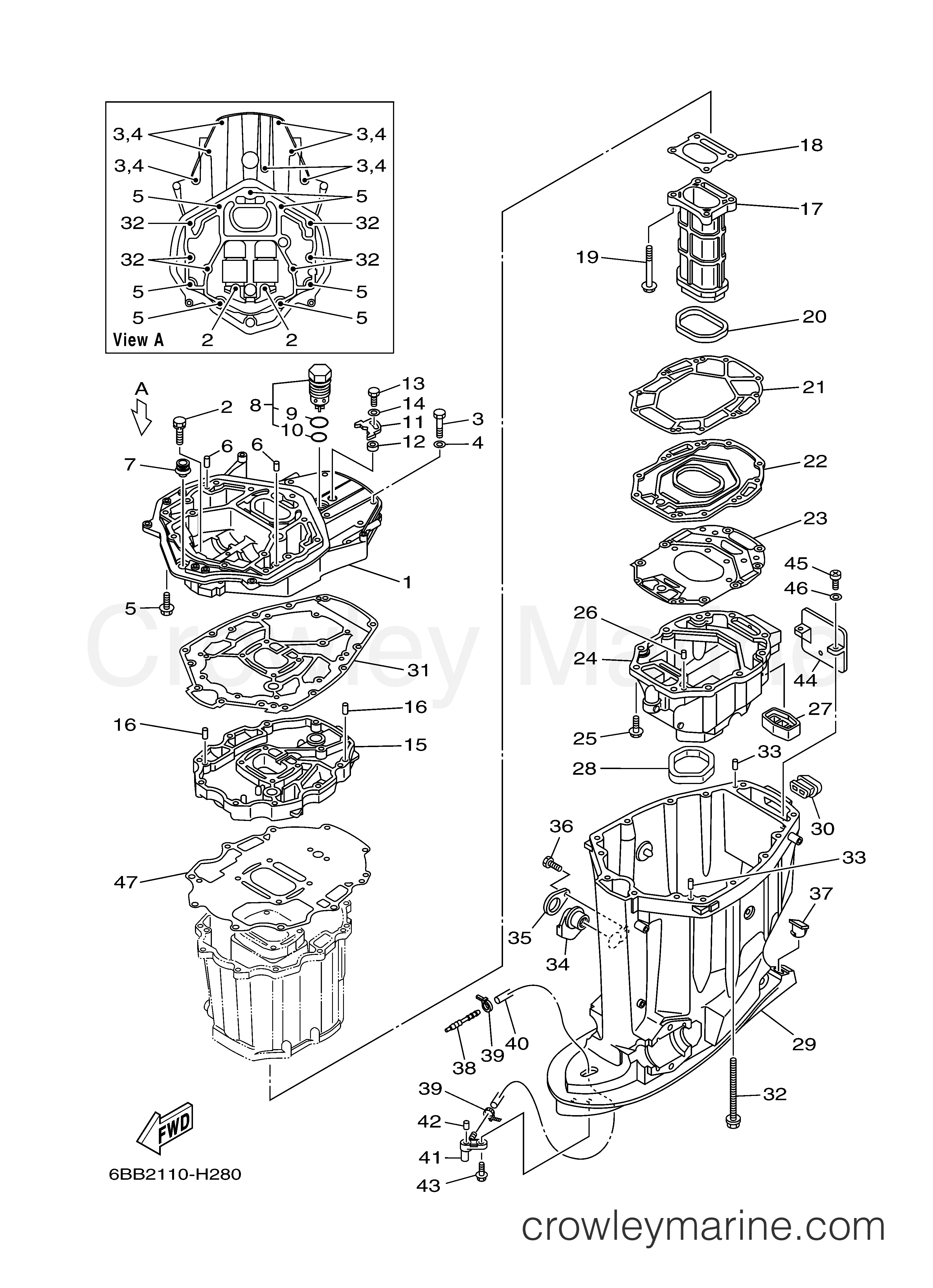 Yamaha Motors F225TLR - UPPER CASING