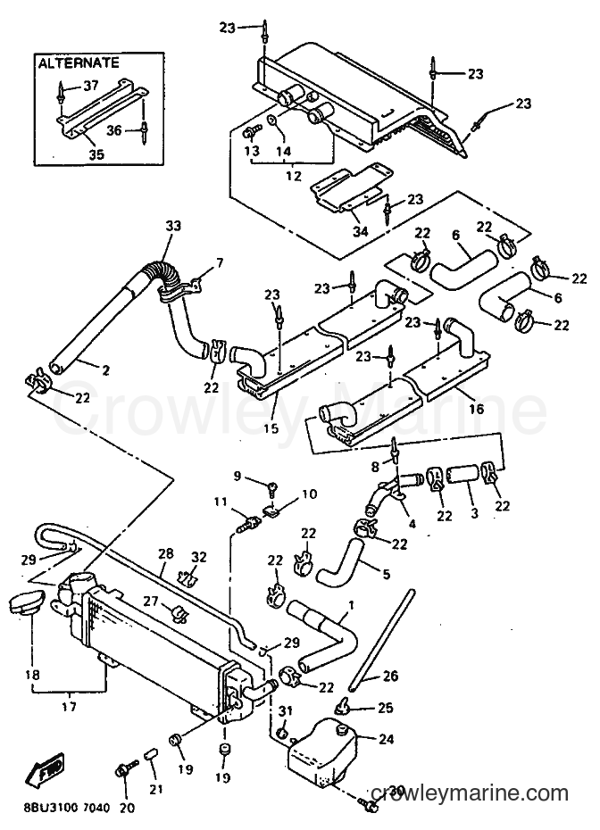 1997 Snowmobile VX800 - VX800 (8BU3) [020] - RADIATOR & HOSE