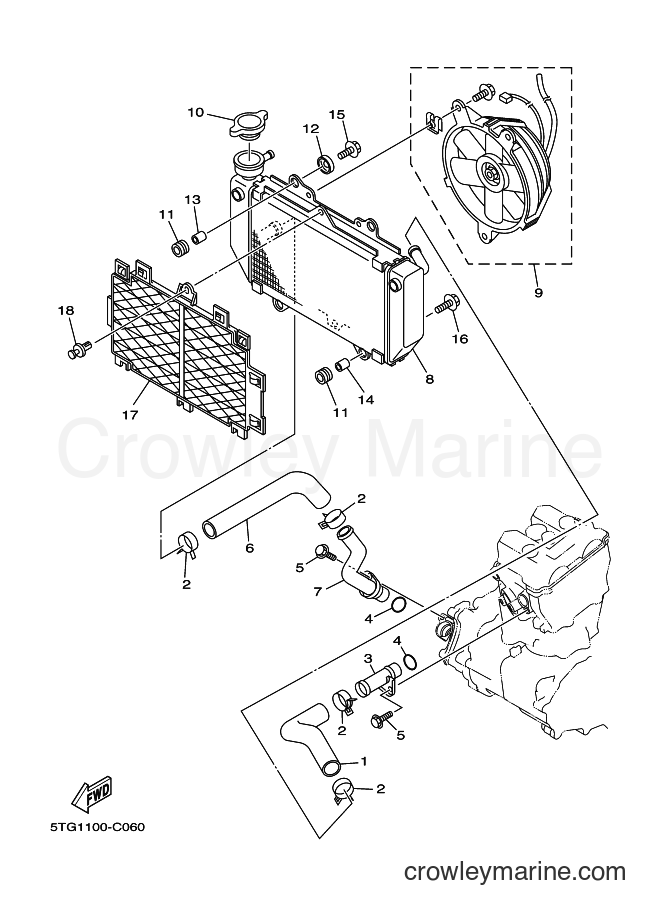 2005 ATV YFZ450 - YFZ450 (5TGB) [010] - RADIATOR & HOSE