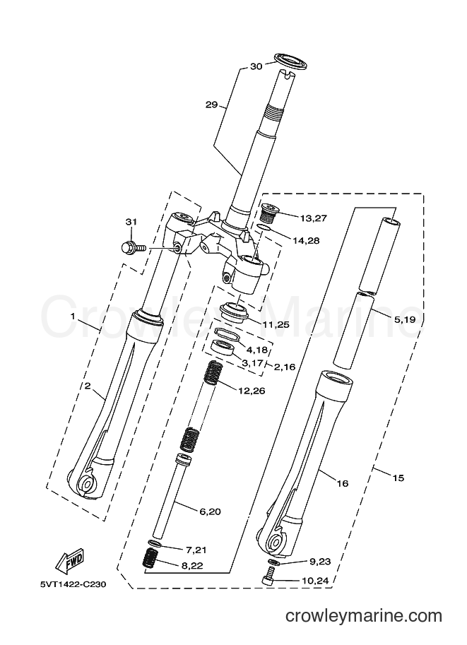 2004 Scooter T110E - T110E (5VT1) [010] - FRONT FORK FOR DRUM BRAKE