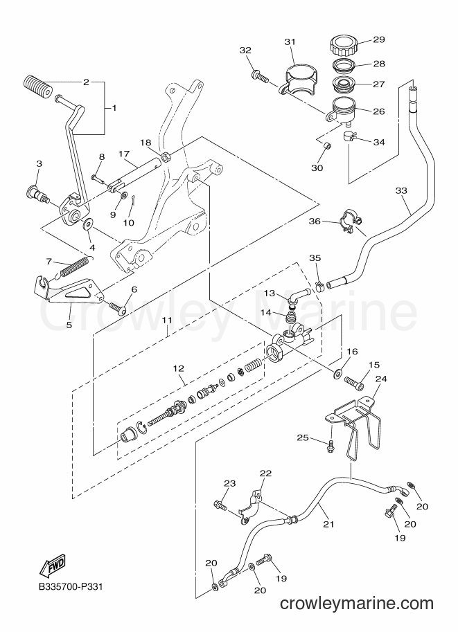 2015 Cruiser XVS950CU - XVS950CU (B336) [010] - REAR MASTER CYLINDER